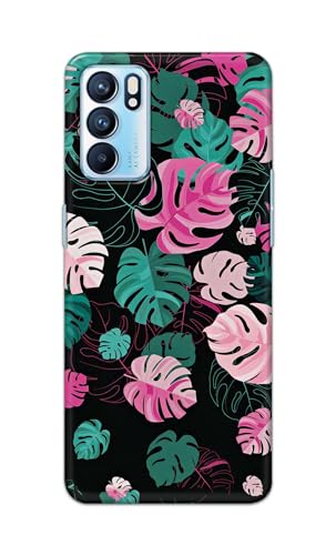 Image of Printed Hard Back Cover for Oppo Reno6 5G | Oppo Reno 6 5G Back Cover (Seamless Leaves) -190724(EA)