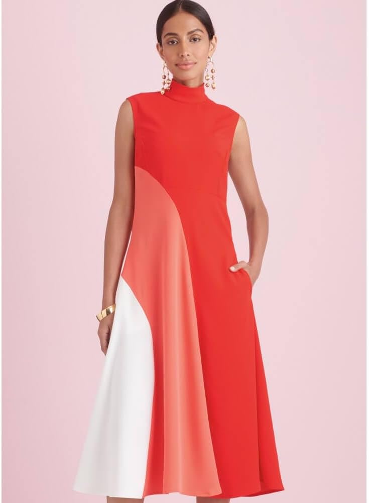 Simplicity Misses' Fitted Color Block Dress Sewing Pattern Packet, Design Code S9886, Sizes 4-6-8-10-12
