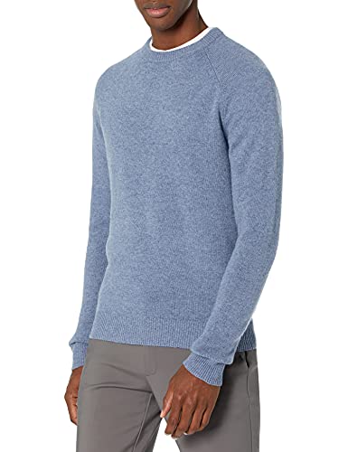 Amazon Brand - Goodthreads Men's Lambswool Stripe Crewneck Sweater, Light Blue, Large
