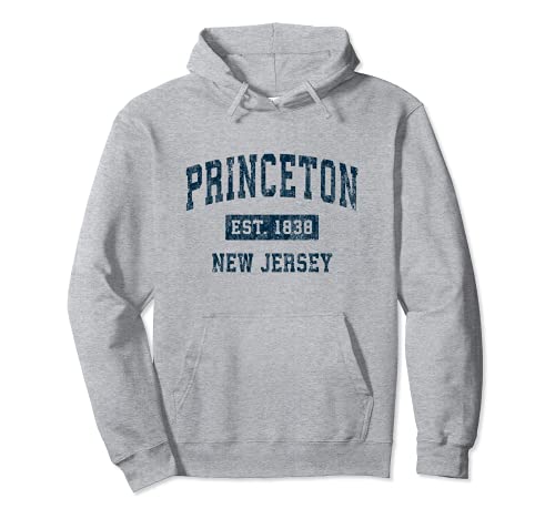 Princeton New Jersey NJ Diseño deportivo vintage estampado azul marino Sudadera con Capucha