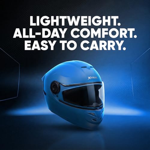Image of Xtrac Arc Full Face Helmet - ISI Certified Bike Helmet for Men & Women | High-Impact ABS Shell | Clear Scratch-Resistant Visor | Comfortable Inner Padding | Secure Chin Strap for Safe Riding