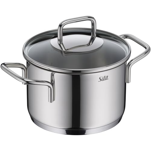 Silit Extra Cook, Kochtopf 16 cm mit Glasdeckel, Innenskalierung, breiter Schüttrand, hochwertiger,...