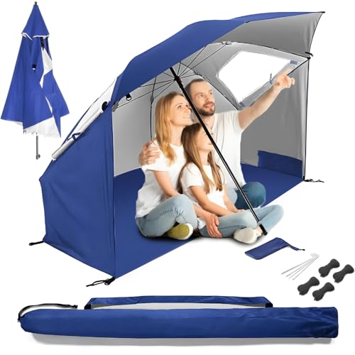 ZOLTA Strandzelt Sonnenschirm 2in1 XXL 220cm mit Boden Teleskop Höhenverstellung UV Schutz...