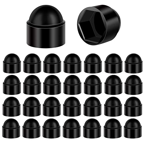 oumuik Bolt Cover M5 / 8mm Spanner Dome Bolt Nut Protection Cap Covers Black Plastic (Pack of 30)
