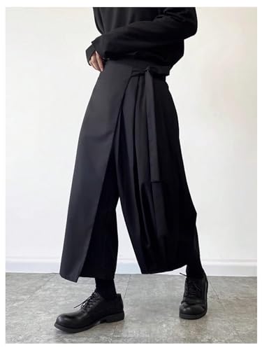 OYOANGLE Men's Skirt Pants Tie Waisted Wide Leg Cropped Harem Pants Y2k Hipple Trousers3