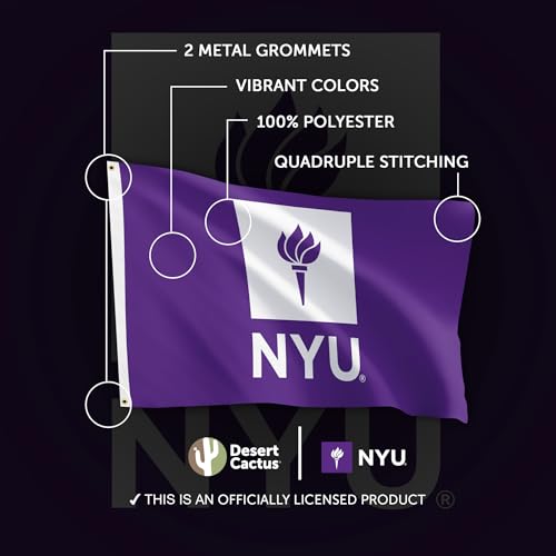 Desert Cactus New York University NYU Flag - 3 x 5 Feet Violets Banner, Indoor/Outdoor Durable Fabric, 100% Polyester Design (Style 2) by Desert Cactus - Used condition - Image 4