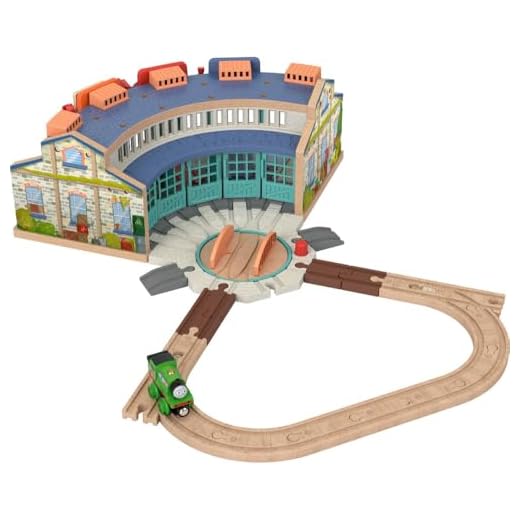 Thomas & Friends Wooden Railway Toy Train Track Tidmouth Sheds Starter Set With Percy Wood Engine For Ages 3+ Years