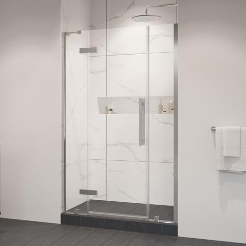 OVE Decors Tampa 45 11/16 to 48 1/16 in. W x 72 in. H Alcove Frameless Pivot Hinge Shower Door in Satin Nickel, 2025