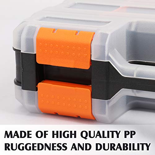 Mixpower 34-Compartments Double Sided Organizer With Impact Resistant Polymer And Customized Removable Plastic Dividers, Storage And Carry, Black/Orange #TOP3