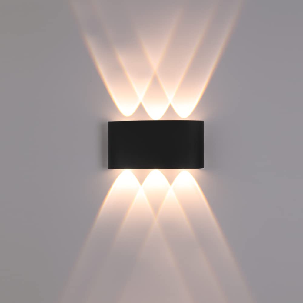 FUPE 2 Piezas Lámparas de Pared Exterior/Interior LED Aplique Pared 12W 1200LM ip65 impermeables up and down lámparas de pared de aluminio modernas que brillan arriba y abajo(Negro 3000k luz cálida) — view 9