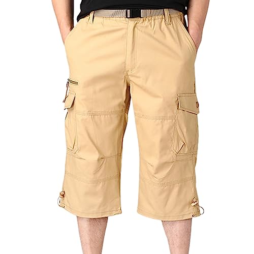 Jinda Men's Capri Cargo Pants Work Utility Pants Bottom Closed Back Flap Pocket Casual Long Shorts