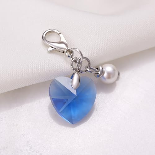 Image of MIXJOY Something Blue Gift for Bride, Wedding Day Bridal Blue Pearl Angel Wings Bouquet Garter Charm for Bride to Be
