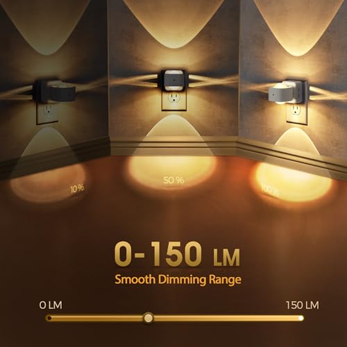 Image of Briignite Night Light Projector, LED Night Lights Plug into Wall, 180 Rotating Night Light for Kids, Dusk to Dawn Sensor, 0-150LM Dimmable, Warm White Ambient Lighting for Bathroom, Gifts, White