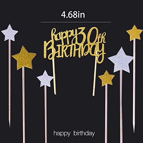 Sunny Zx Happy 30Th Cake Topper For 30Th Birthday ,Anniversary Party Decoration Gold Glitter Card Stock Paper Shower Birthday Party Decorations #TOP2