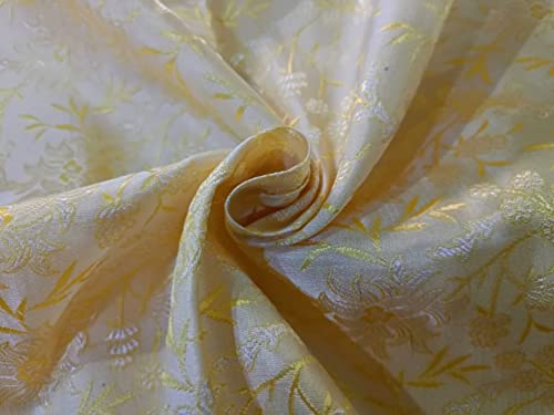 Tissu brocart de soie chinoise crème d'exception pour haute couture et création