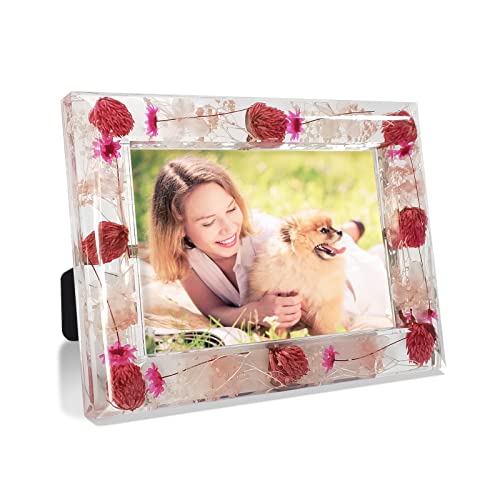 Fonmy Pink Flowers Picture Frame 4X6 Acrylic Frame For Wall Decor And Tabletop Display Worth Memorial Gifts Picture Frames Unique Photo Frame As Home Decoration… #TOP6