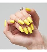 GLAMERMAID Press on Nails Short Coffin,Yellow Coffin Nails Press ons with Adhesive Tabs,24 Pcs Co...