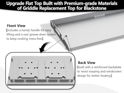 Upgrade Flat Top Griddle Replacement Top for Blackstone 36" Griddles 1554 1820 1825 1560 1818, Steel Griddle T op Replacement Parts for 36 Inch Blackstone with Rear Grease System & Handy Handle by bbq777 - Image 3