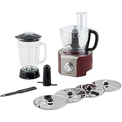 Procesador De Alimentos Rojo H.Koenig Procesador de Alimentos Potente, Profesional, 800 W, 1.5 litros, Múltiples Accesorios, Rojo MX18, Acero Inoxidable, plástico