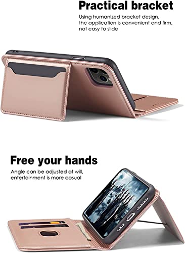 Étui portefeuille iPhone 13 rose avec support pour les trajets - 5
