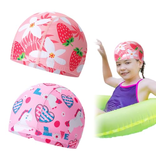 CULEO Cuffie da Nuoto, 2 Pezzi Cuffie da Nuoto Bambini, Rosa, Poliestere, 2-8 Anni