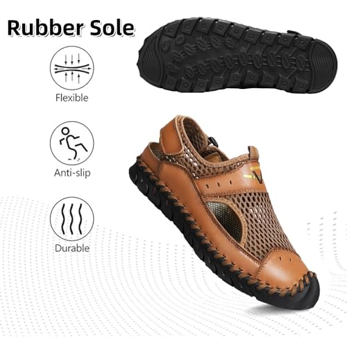 Asifn Men's Casual Sandals Outdoor Summer Beach Breathable Casual Closed Walking Lightweight Mesh Adjustable Athletic Driving Shoes4