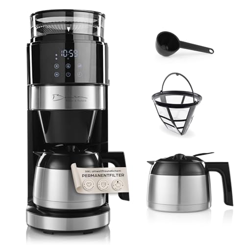 Barista Kaffeemaschine mit digitalem Touch-Display 800W schwarz mit Mahlwerk + Isolierkanne Barista Kaffeemaschine mit digitalem Touch-Display 800W schwarz mit Mahlwerk + Isolierkanne