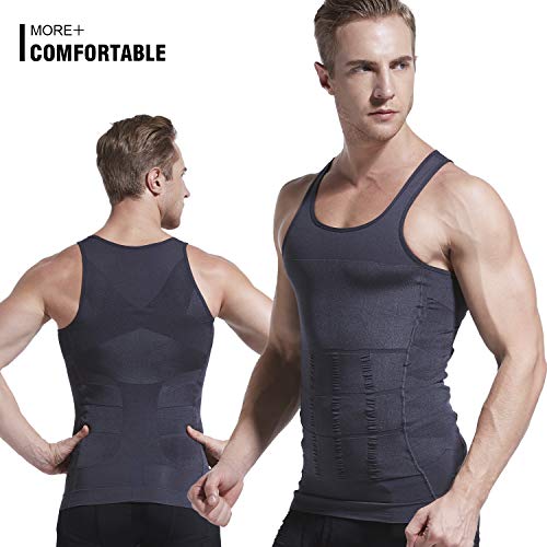 Hoter Mens Body Shaper Slimming Vest, Men's Compression Base Layer Slim Compression Muscle Tank Shapewear