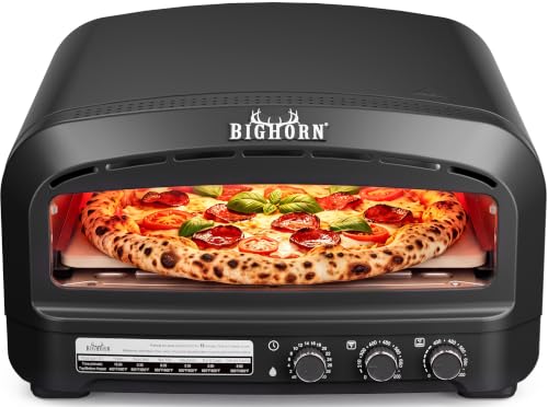 BIG HORN Pizza Oven Indoor, 14" Electric Countertop Pizza Oven with 6 Modes, Heats up to 850°F Pizza Maker, Flip-Up Design Pizza Cooker for Home Kitchen, Restaurants, Parties