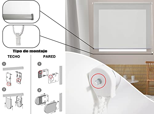Miniatura 4 de Dalina Textil - Estor Enrollabre Translúcido 135x180cm Ancho X Largo , Pesiana Enrollable Liso Pasa La Luz 40 , Medida De La Tela 132x175cm Gris Claro