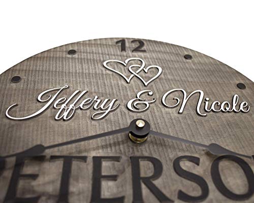 Handmade 11 Inch Wooden Wall Clock Personalized For Couple #TOP3