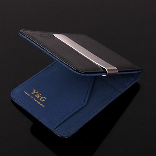 Y&G Ycc1006 Gift Certificate Gift Blue Black Best Leather Wallet Money Clip 15 Card Holder Father Days Fashion Gifts #TOP1