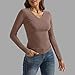 Aniywn Pink Long Sleeve Shirt Women 2026 Trendy V Neck T Shirts Slim Fit Basic Crop Tops Casual Going Out Top Basic Y2k Tees