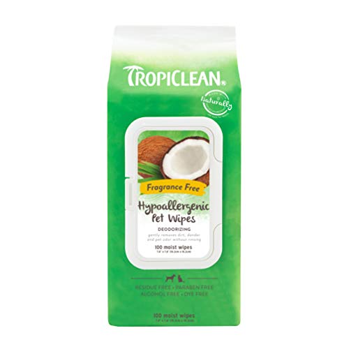 TROPICLEAN Hypo Allergenic toallitas para Mascotas, 100 CT