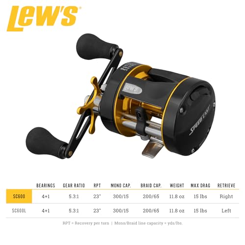 Lew's Speed Cast Carrete de Casting Derecho 5.3:1 Negro/Oro miniatura 5