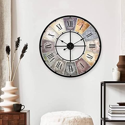 Large Vintage Wall Clock with No Ticking Cover