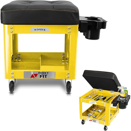 FreekyFit Rolling Creeper Garage Shop Seat for Men, Padded...