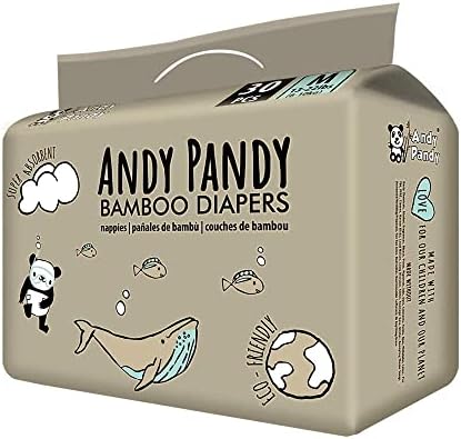 Andy Pandy Bamboo Disposable Diapers, Medium, 13-22 lbs (6-10 kg), 30 Count