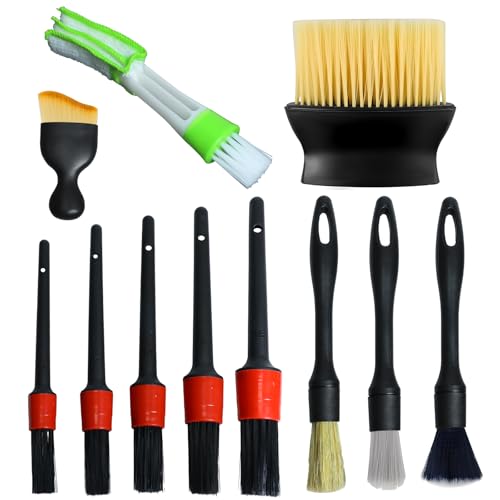 11 Pcs Car Interior Detailing Brush Set, Car Interior Soft Cleaning Brush for Interior Automotive Air Vent, Dashboard, Leather, Wheel, Air-Conditioning Outlet Cleaning