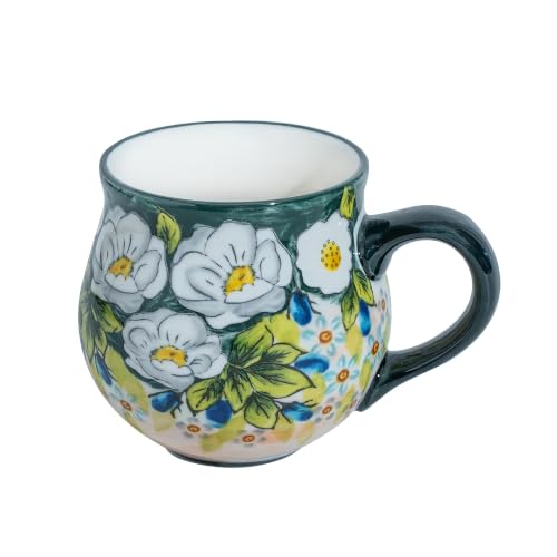 ALMA 12oz Handpainted Spring Jasmine Ceramic Coffee Mug with Handle