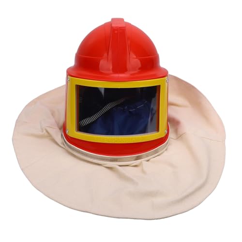 Professional Helmet with Air Feed System and Canvas Hood Protector Durable ABS Construction for Industrial Sandblasting Construction and Harsh Work Environments