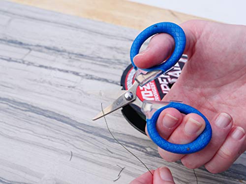 Cuda 3-Inch Titanium-Bonded Micro Fishing Scissors For Mono, Fluorocarbon & Braided Line With Dual Serrated Edges (18826), Blue #TOP1