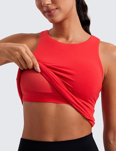 Image of CRZ YOGA Butterluxe High Crew Neck Tank Top | Light Support, Built in Bra, Removable Pads, Yoga, Extremely Soft, Racerback, for Women