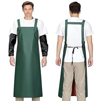 Dwitkul Schürze Ölresistenz Arbeitsschürze Wasserdicht Fleischerschürze Metzgerschürze mit Ärmelschützer Ölbeständig PVC-Schürze für Geschirrspülen, Laborarbeit, Metzgerei, Hundepflege, Fischreinigung