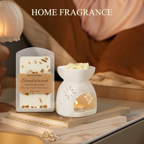 Image of SCENTORINI Wax Melts, Premium Wax with Essential Oil, 2.5oz x 3 Pack | Summer Scents, Scented Wax Cubes, Natural Dried Flower, Pine Needles, Sandalwood, Mediterranean Fig