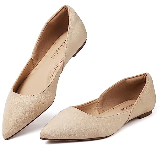Image of Womens Pointed Toe Black Ballet Flats Comfortable Casual Dress Flats for Women Elegant Memory Foam Flats Shoes with Party Wedding