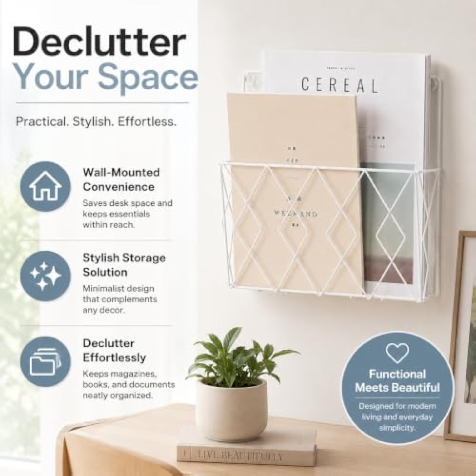 Metal Wall Mounted Magazine Holder & File Organizer Rack