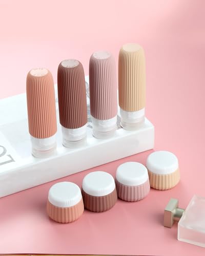 Image of Mrsdry Travel Bottles - 8 Pack, TSA Approved 3 oz Travel Containers for Toiletries, Clear Bag, Leak Proof Silicone Squeezable Essentials Jars