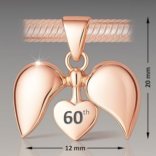 Abalorio de plata 925 y oro rosa 60 cumpleaños para pulseras 4