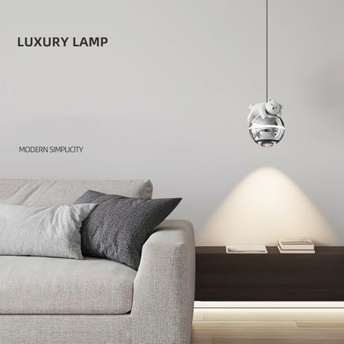 Lustre ours chrome contre la chambre sombre luminaire suspendu rassurant enfant